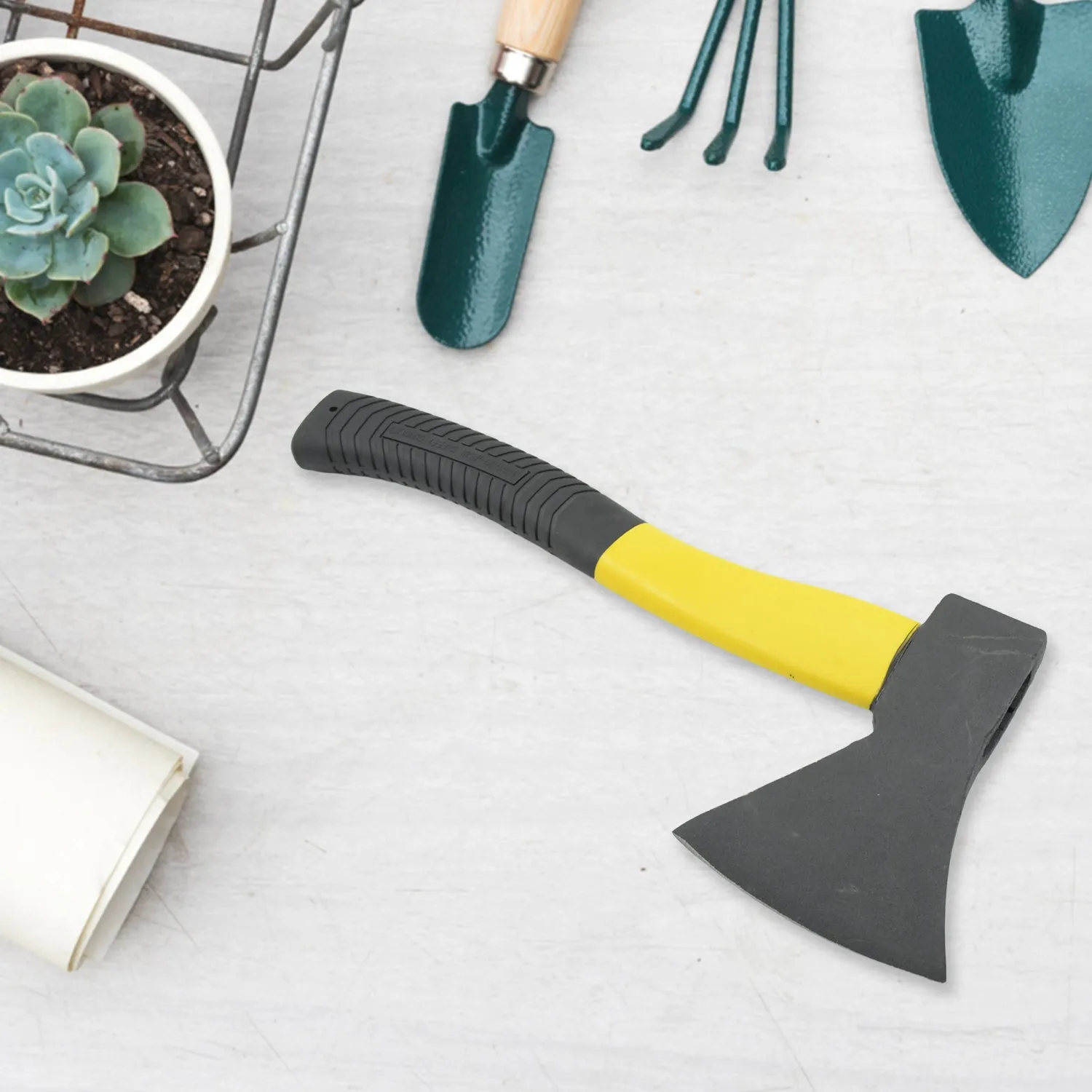 Handle Fiberglass Wood (972 Axe, Pick Gardening Rubberized Cutting Axe, Axe Camping Body Axe Safety Cloud-based Hatchet Tools Axe, Gm) Effortless
