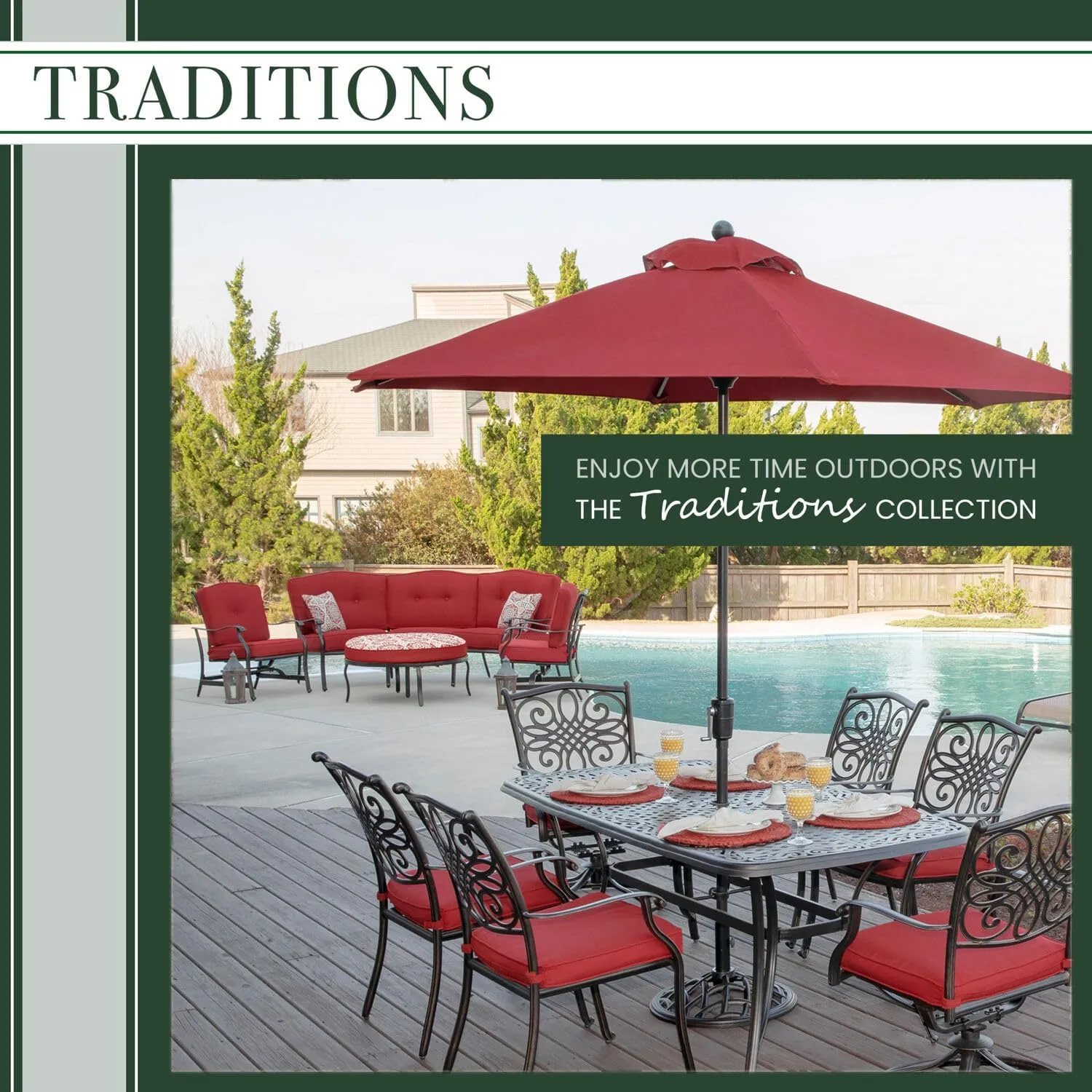 Hanover Traditions 5-Piece Outdoor Dining Set with Blue Cushions, 4 Dining Chairs and Tempered Glass Round Dining Table, Rust-Resistant Aluminum, All-Weather Patio Dining Set for 4
