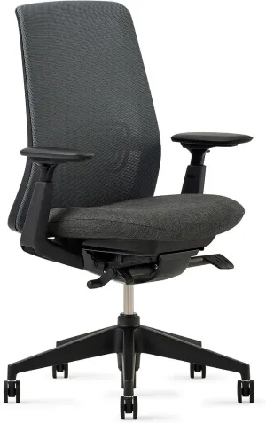 Haworth Soji Office Chair with Ergonomic Adjustments and Lumbar Support, Flexible Mesh Back (Charcoal)