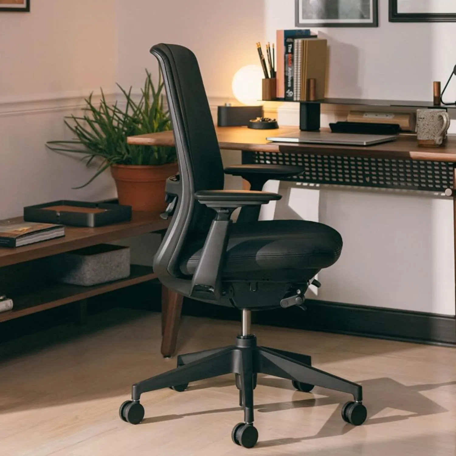 Haworth Soji Office Chair with Ergonomic Adjustments and Lumbar Support, Flexible Mesh Back (Charcoal)