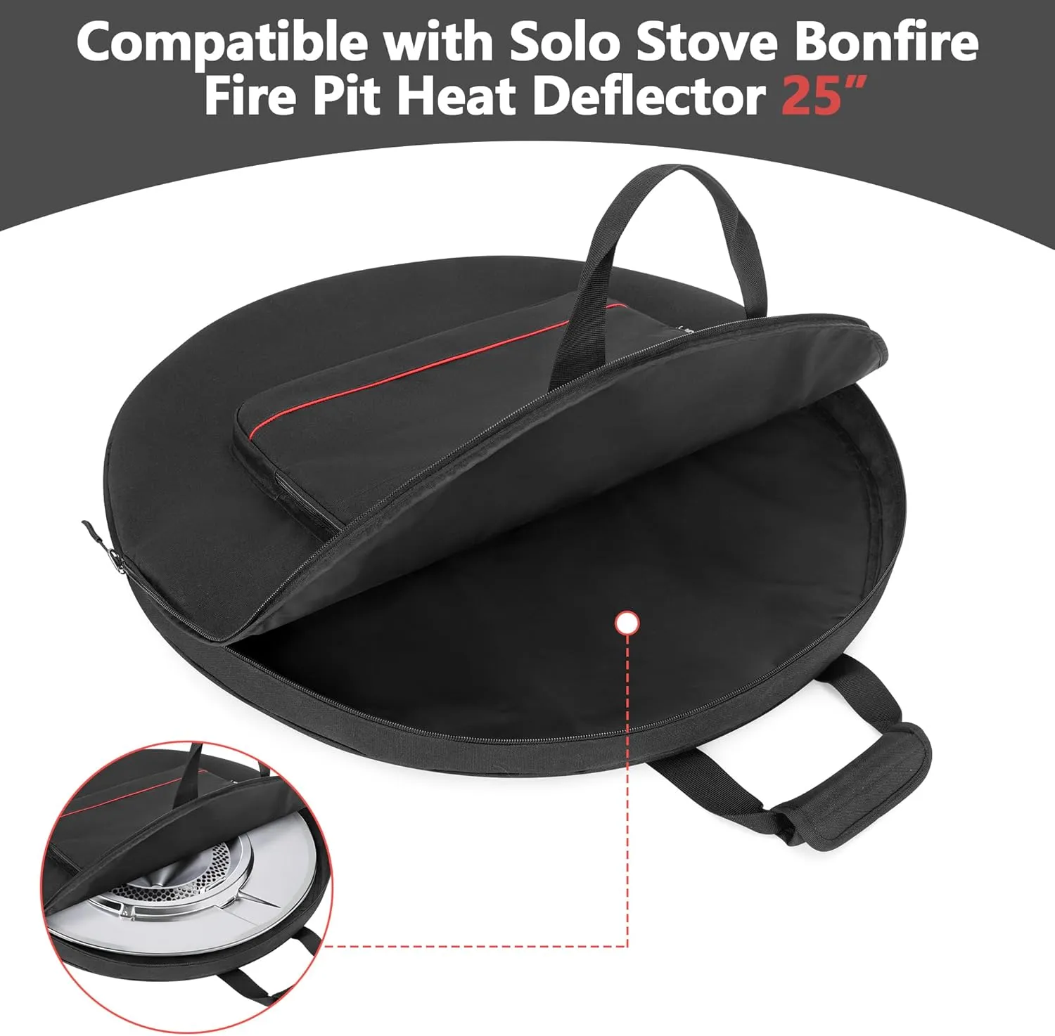 Heat Deflector Carrying Bag Compatible with Solo Stove Bonfire Heat Deflector 25”, Protective Accessory Bag with Handle & Pocket for Heat Deflector Transport and Storage, Dia: 26.5”, Medium