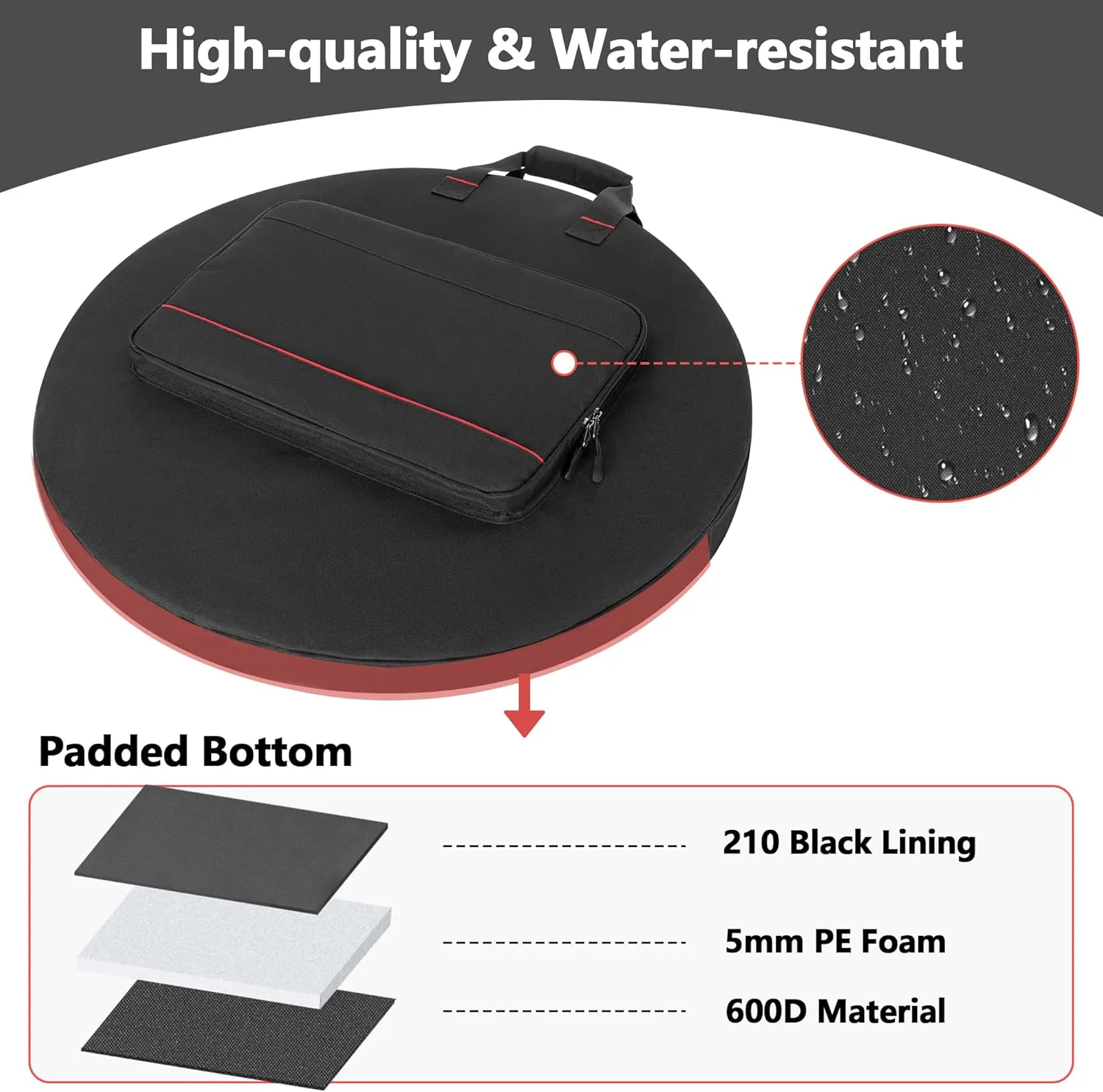 Heat Deflector Carrying Bag Compatible with Solo Stove Bonfire Heat Deflector 25”, Protective Accessory Bag with Handle & Pocket for Heat Deflector Transport and Storage, Dia: 26.5”, Medium