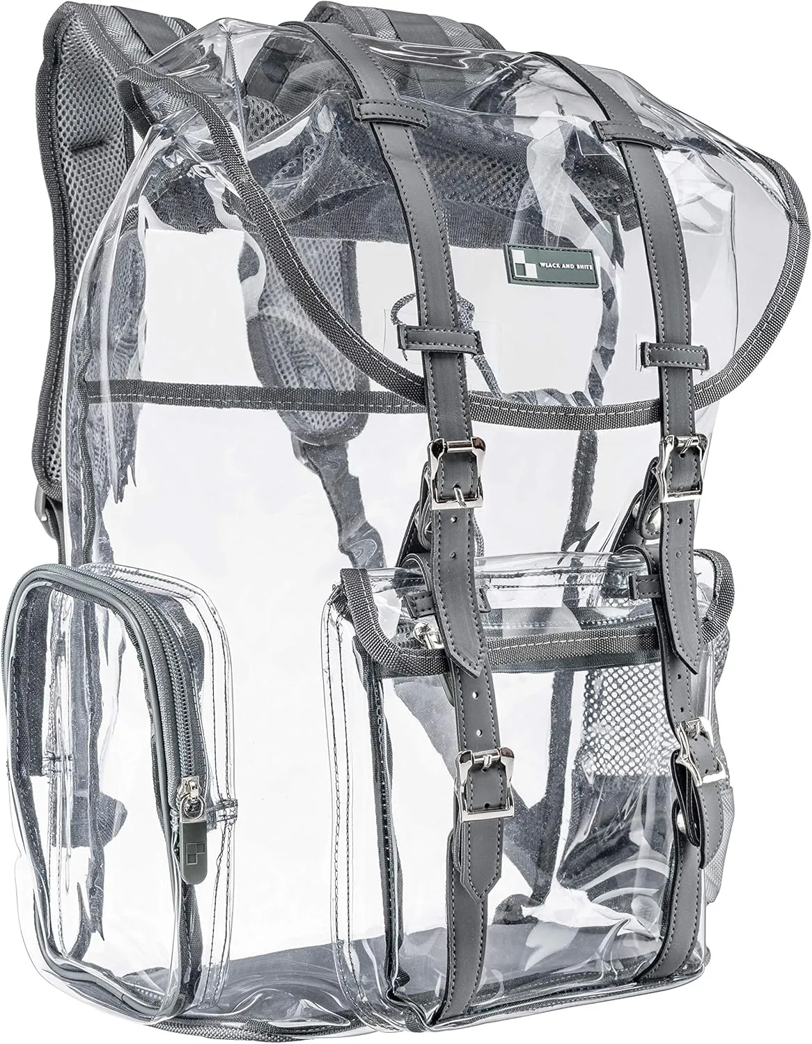 Heavy Duty Clear Backpack with Front Pocket | Large Clear Bookbag Transparent See Through Backpack for School,College, Work Or Travel (Steel Gray-Large Size)