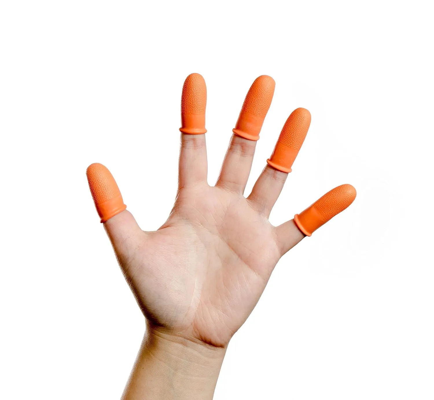 Heavy Duty Finger Cots, Industrial Grade, Textured Surface, Orange, Re-Usable, 14 Mil Thick, Medium (Bag of 300 Pieces), RoHS Compliant