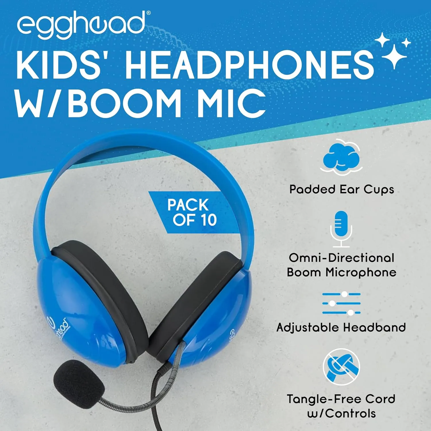 Heavy Duty Mobile-Ready Kids Headphone w/Boom Microphone and Tangle-Free Cord