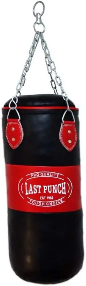 Heavy Duty Red & Black Filled Punching Bag - Medium With Chains