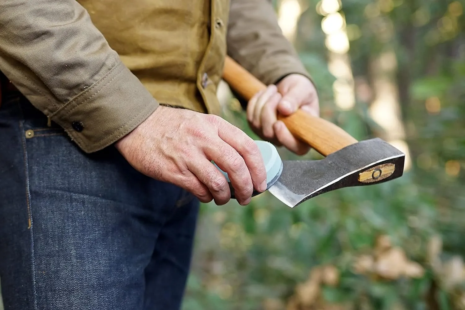 Helko Werk Dual Grit Axe Sharpening Stone - Axe Sharpener and Axe Puck, Machete Sharpener Hatchet Sharpener Dual 120 grit and 320 grit, Lightweight Field Sharpener for Axes (Sharpening Stone) #22100