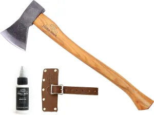 Helko Werk Germany Traditional Rheinland Pack Axe - Made in Germany, Compact, Lightweight Axe for Backpacking, Camping - Head 1.5 lbs, Handle 20 in