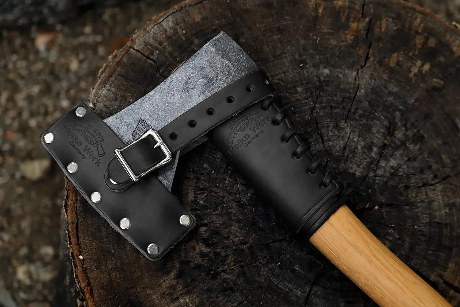 Helko Werk Leather Axe Sheath (Medium) - Geniune Leather Sheath for Axes and Hatchets Leather and Hatchet Cover and Axe Cover (Medium Black) S122BK