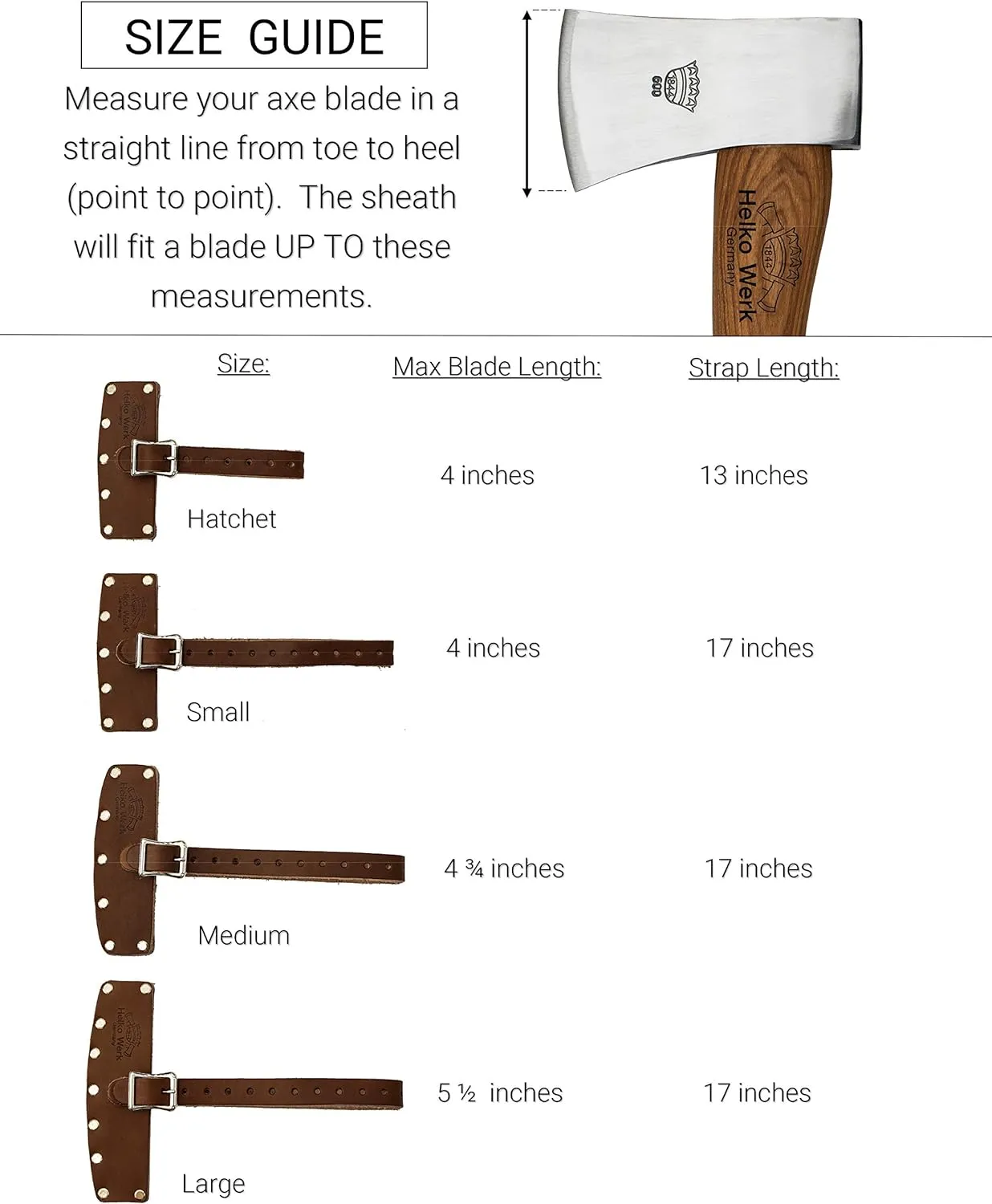 Helko Werk Leather Axe Sheath (Medium) - Geniune Leather Sheath for Axes and Hatchets Leather and Hatchet Cover and Axe Cover (Medium Black) S122BK