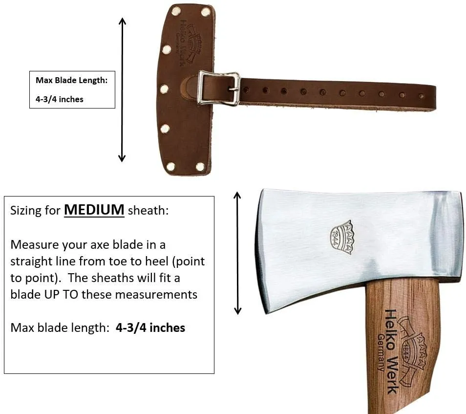 Helko Werk Leather Axe Sheath (Medium) - Geniune Leather Sheath for Axes and Hatchets Leather and Hatchet Cover and Axe Cover (Medium Black) S122BK