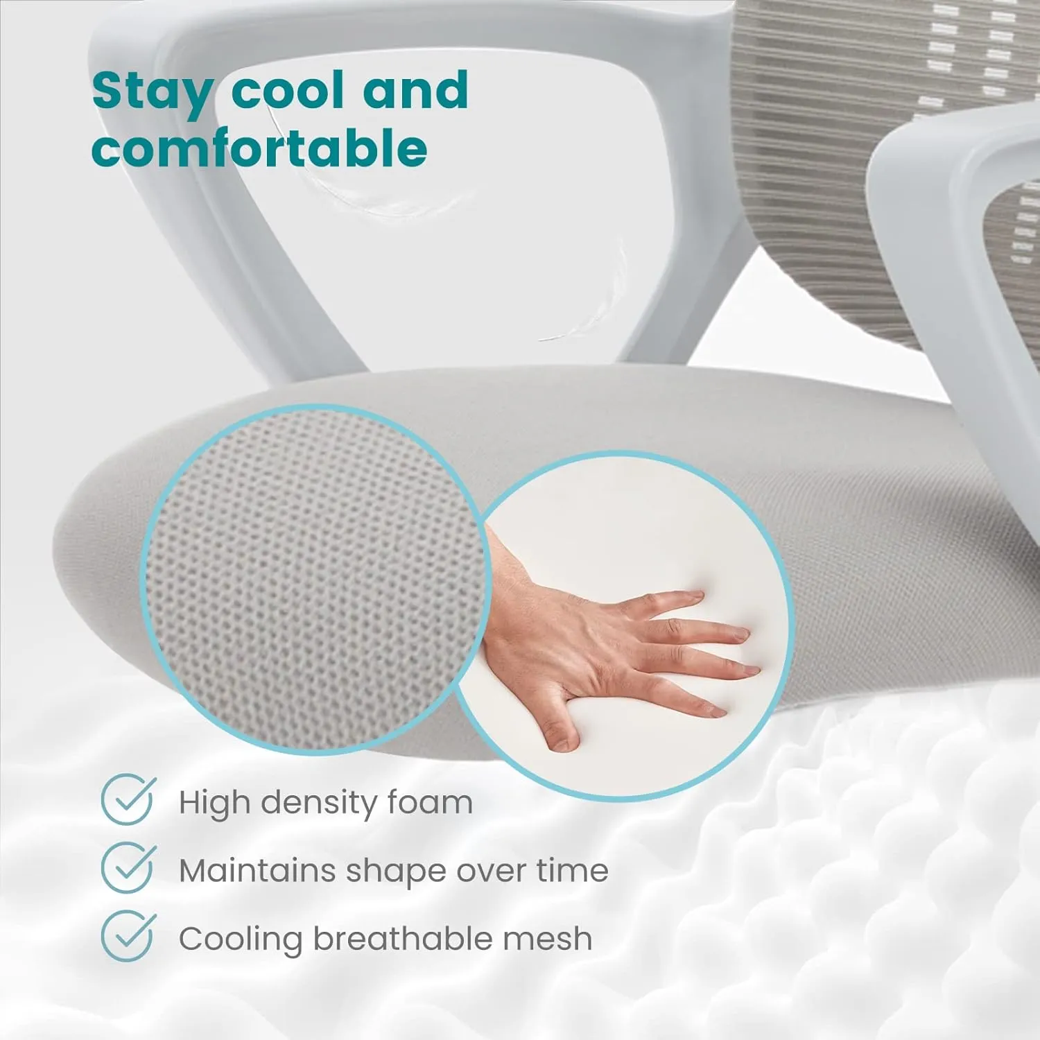 Home Office Computer Desk Chair, Ergonomic Mid-Back Mesh Swivel Rolling Work with Wheels, Comfortable Lumbar Support, Comfy Arms, Bedroom, Study, Dorm, Student, Adults