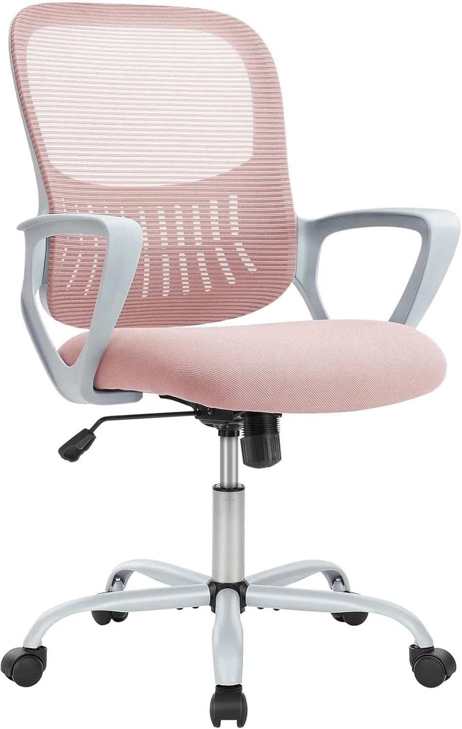 Home Office Computer Desk Chair, Ergonomic Mid-Back Mesh Swivel Rolling Work with Wheels, Comfortable Lumbar Support, Comfy Arms, Bedroom, Study, Dorm, Student, Adults