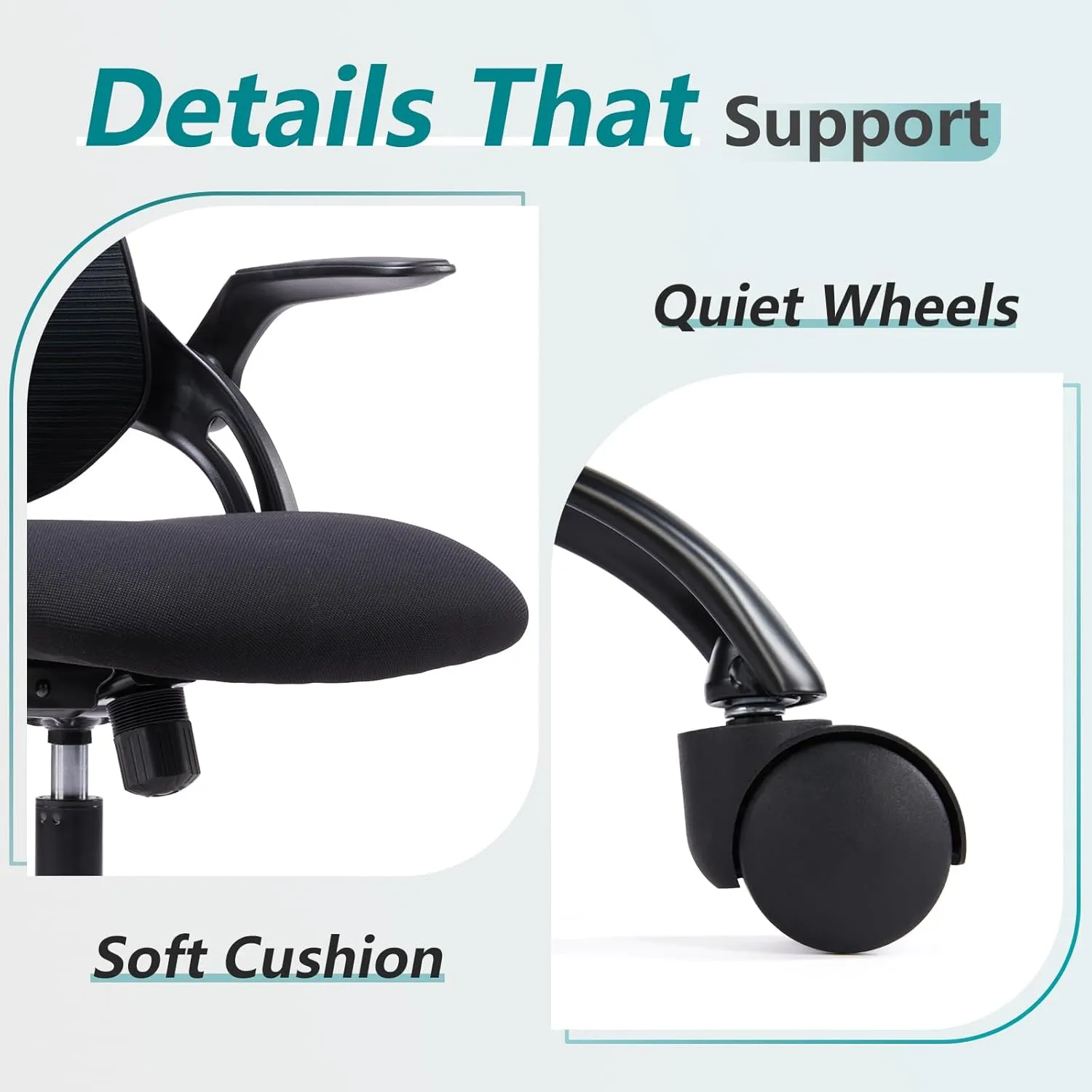 Home Office Desk Chair, Ergonomic Computer Managerial Executive Chairs High-Back Work Swivel Task Chairs with Wheels, Lumbar Support, Comfy Flip-up Armrest for Gaming, Study, Student, Black