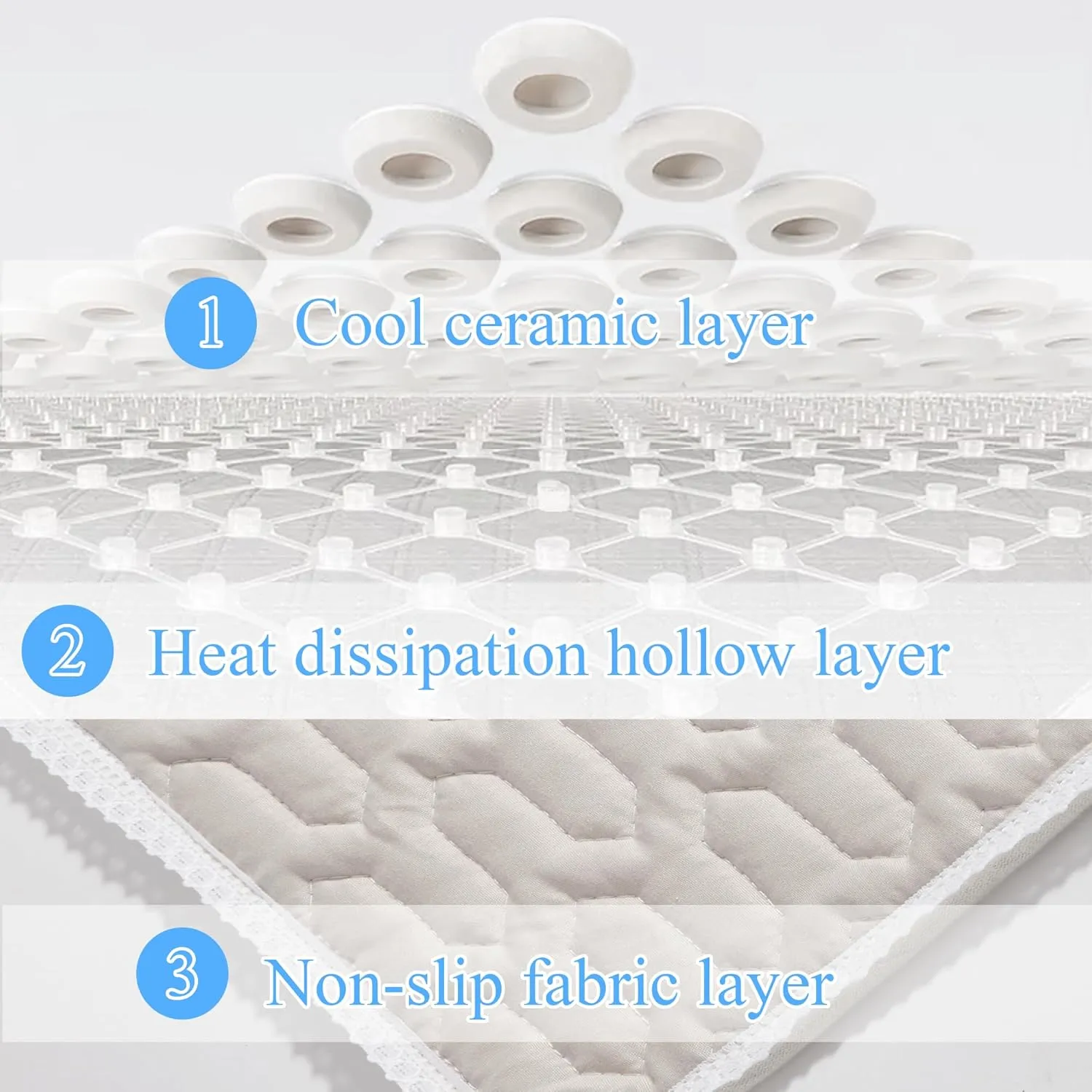 HOMREST Cooling Seat Cushion for Back Pain 17x17 Ceramic Bead Massage Seat Pad for Office Chair, Car, Home Breathable Summer Chair Cushion (Grey)