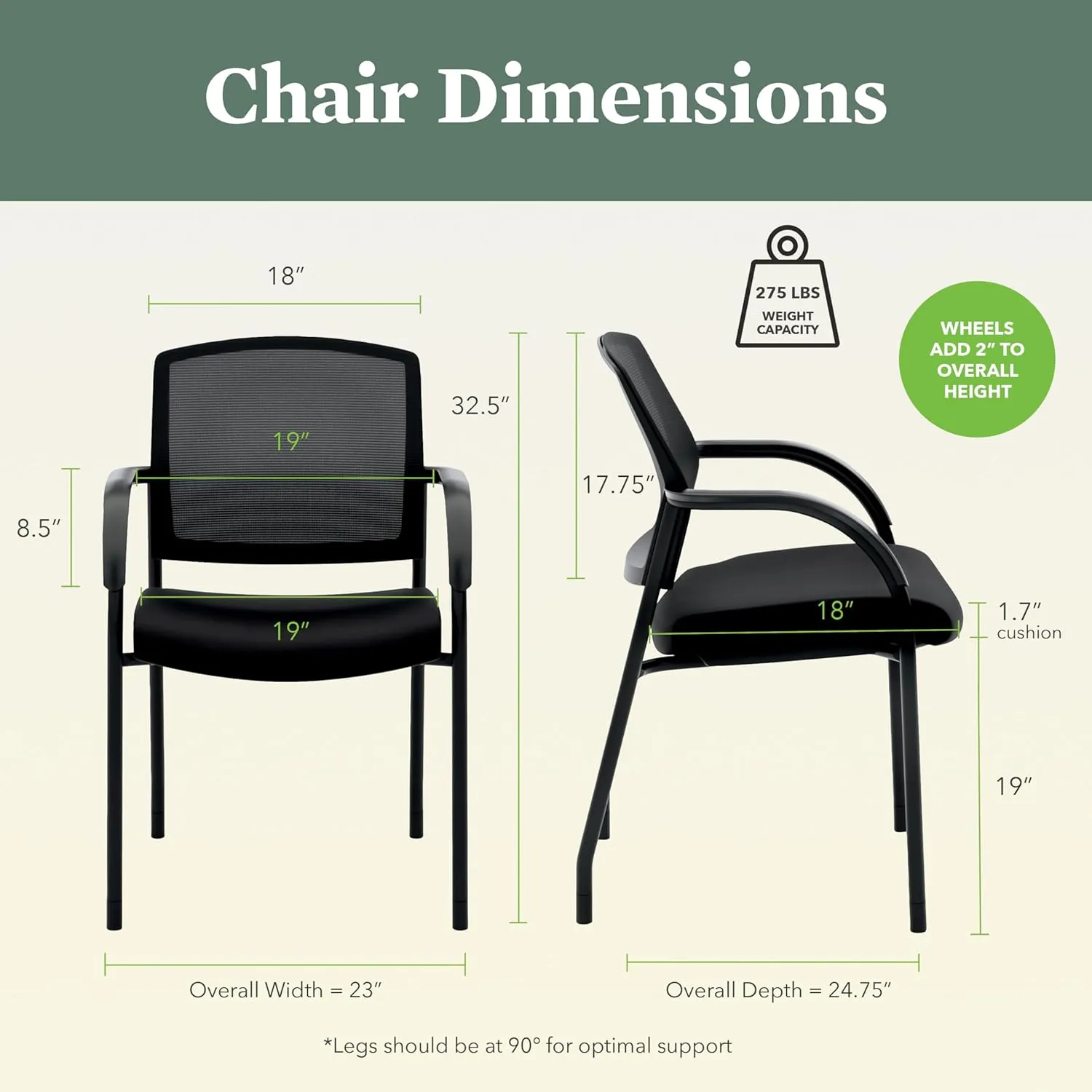 HON Lota Guest Chair, Black Scatter Side Chair with Arms and Casters, Mesh Back, Fabric Seat, Lobby Chairs with Wheels