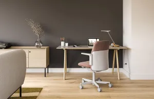 Humanscale Path Home Office Task Chair, Adjustable Duron Arms, Polished Aluminum with Light Gray Frame, and Midnight Formsense Eco Knit Fabric with Optional Soft Casters for Hard Flooring