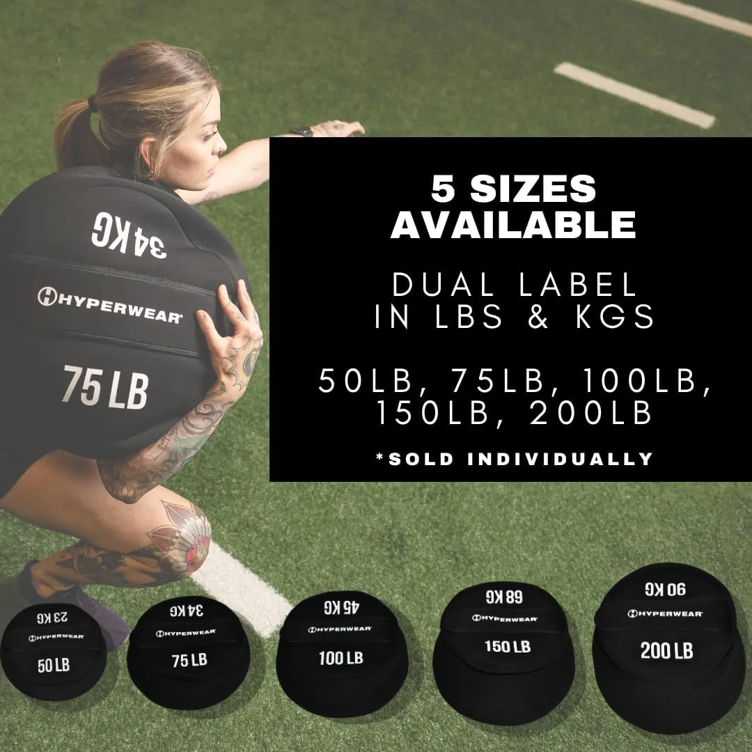HYPERWEAR Boulder Strongman Sandbag, Heavy-Duty Neoprene Workout Bag for Strength & Full-Body Training (50–200 lbs)