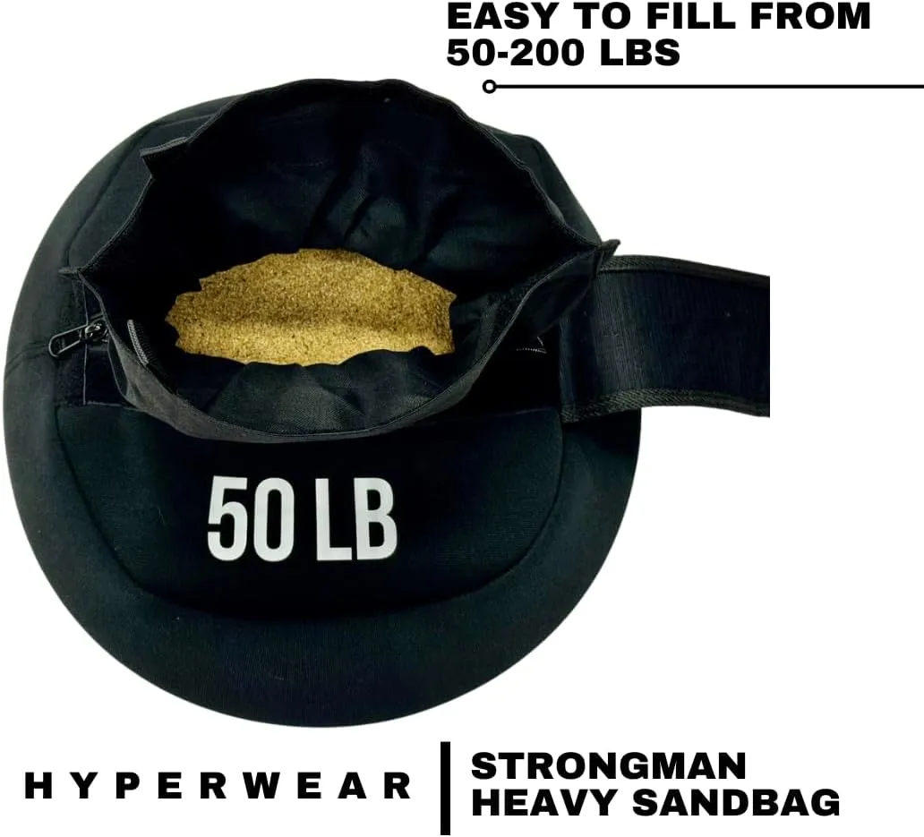 HYPERWEAR Boulder Strongman Sandbag, Heavy-Duty Neoprene Workout Bag for Strength & Full-Body Training (50–200 lbs)