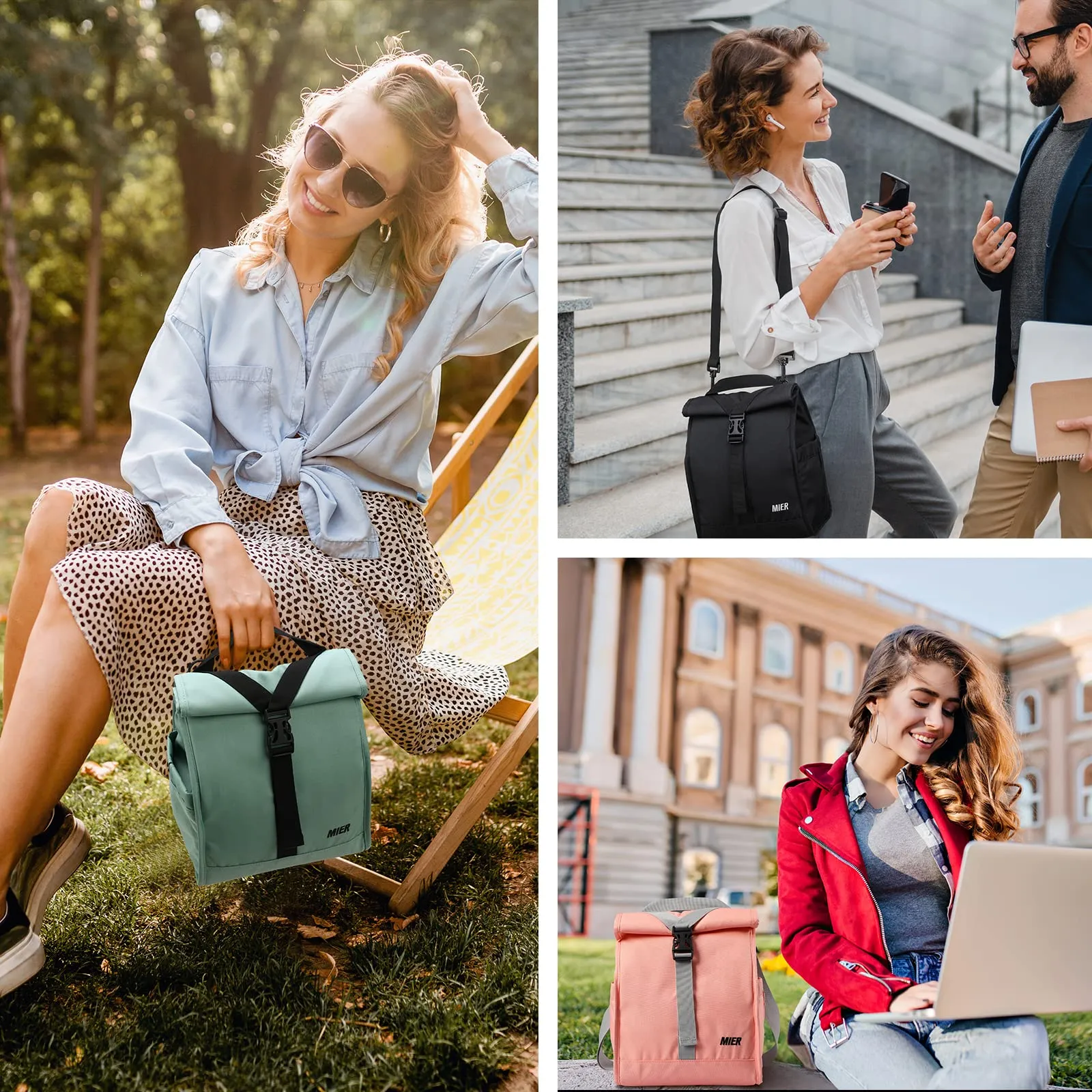 Insulated Lunch Bag Roll Top Lunch Box for Women Men