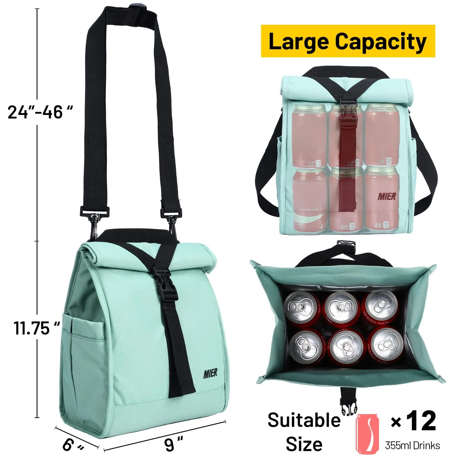 Insulated Lunch Bag Roll Top Lunch Box for Women Men