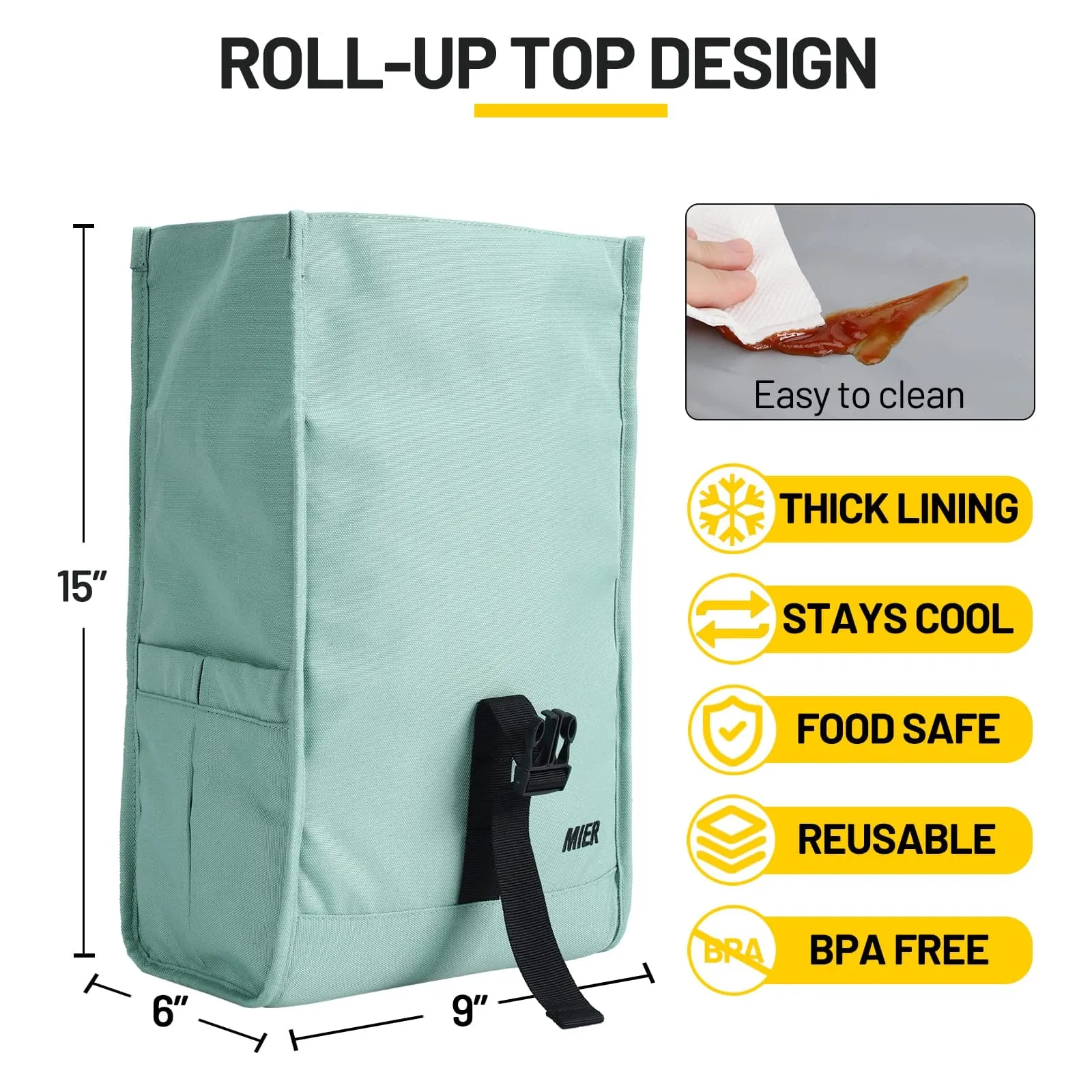 Insulated Lunch Bag Roll Top Lunch Box for Women Men