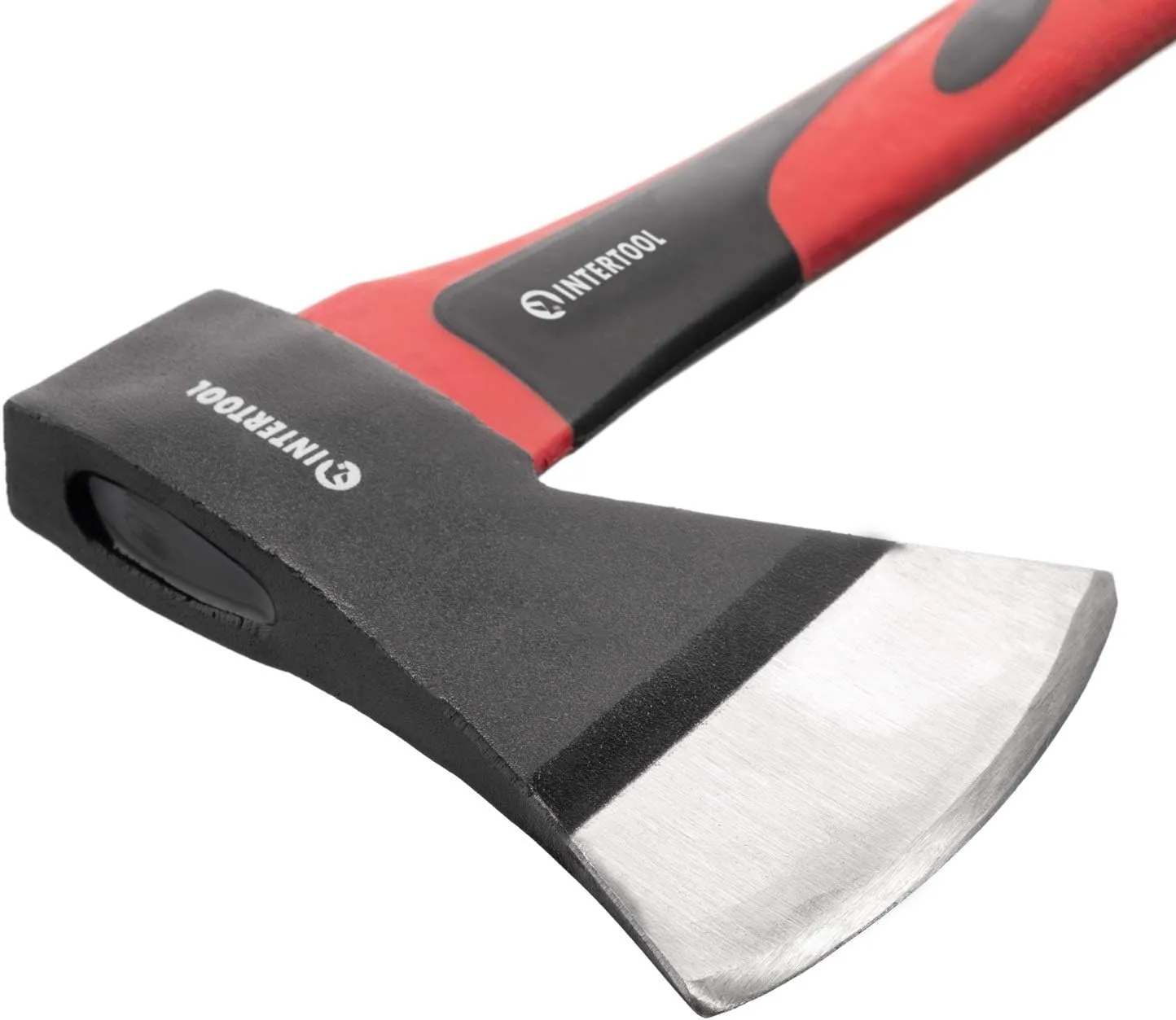 INTERTOOL 15” Camping Hatchet Axe – Compact Wood Splitting Tool with Fiberglass Shock-Resistant Handle, Small Axe for Chopping Firewood, Kindling, and Survival Gear – HT-0262
