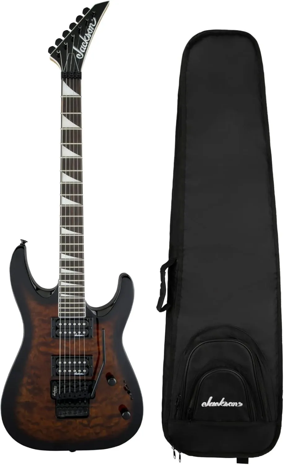 Jackson JS Series Dinky Arch Top JS32Q 6-String Electric Guitar (Dark Sunburst) Bundle with Jackson Dinky Gig Bag and Jackson Soloist Nickel-Plated Strings (3 Items)