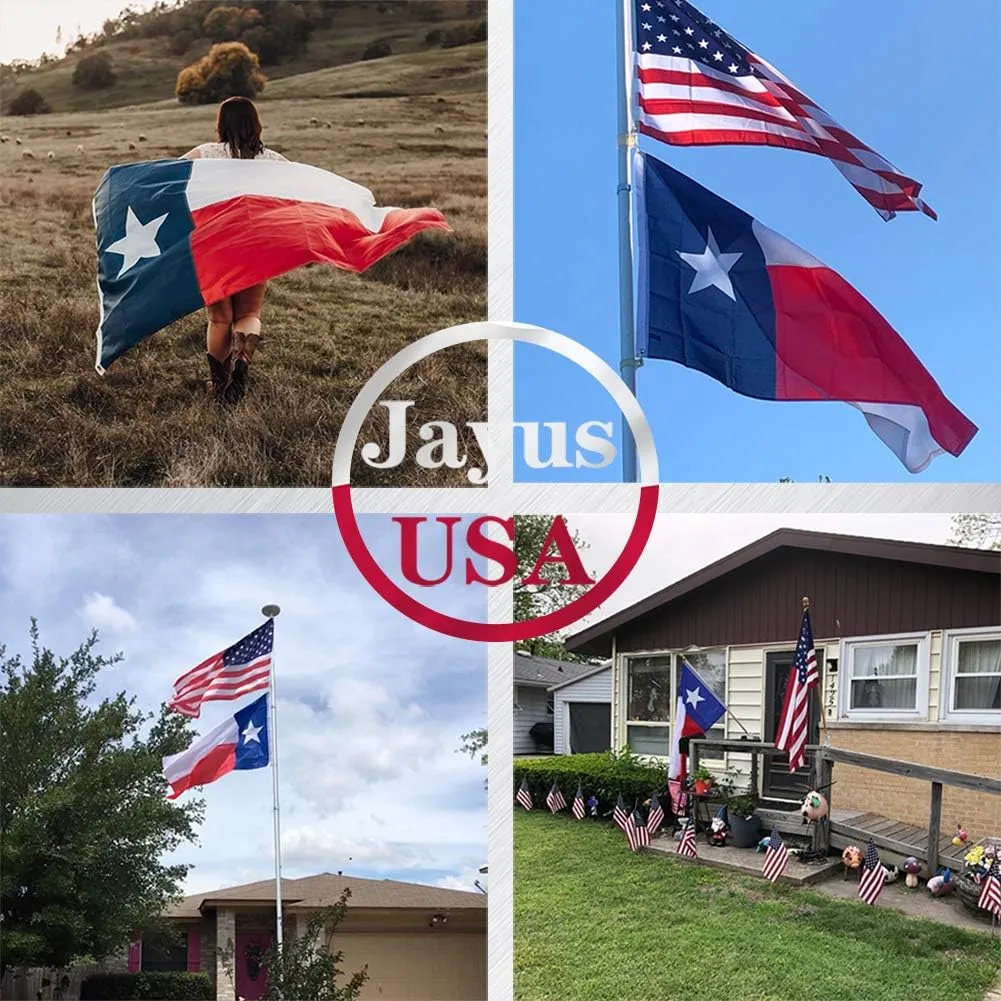 Jayus 3Ply Texas State Flag 5x8 Outdoor- Heavy Duty Double Sided Republic of Texas Flags Banners- Vivid Colors UV Resistant TX Flags with 3 Brass Grommets