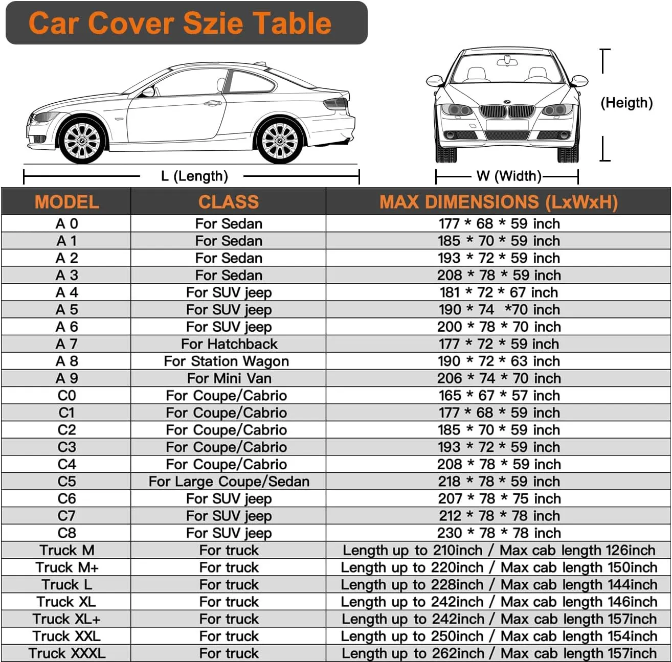 Kayme 7 Layers Car Cover Waterproof All Weather, Universal Fit for Pontiac Firebird, Trans AM, Dodge Challenger, Ford Thunderbird Outdoor Full Cover Rain Sun Protection (194-208 inch).