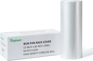 Keenpioneer Disposable Bun Pan Rack Cover Rolls, 53x 80 Inch, Clear (Case of 50)