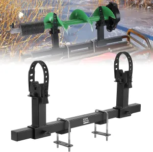 KEMIMOTO UTV ATV Ice Auger Holder Tool Rack, Universal U-Bolt Fit 0.79in-1.77in Square Tube Bow Carrier Fishing Auger Mount Shovel Axe Holder Compatible with ATV UTV w/ Square Bar, Rubber Straps
