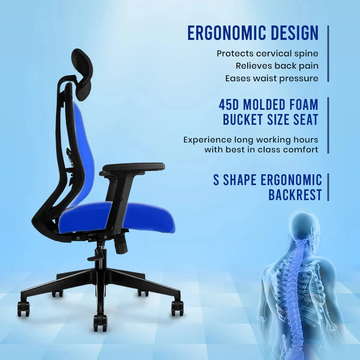 Kepler Brooks Regalia High Back Mesh Office Chair (Black)