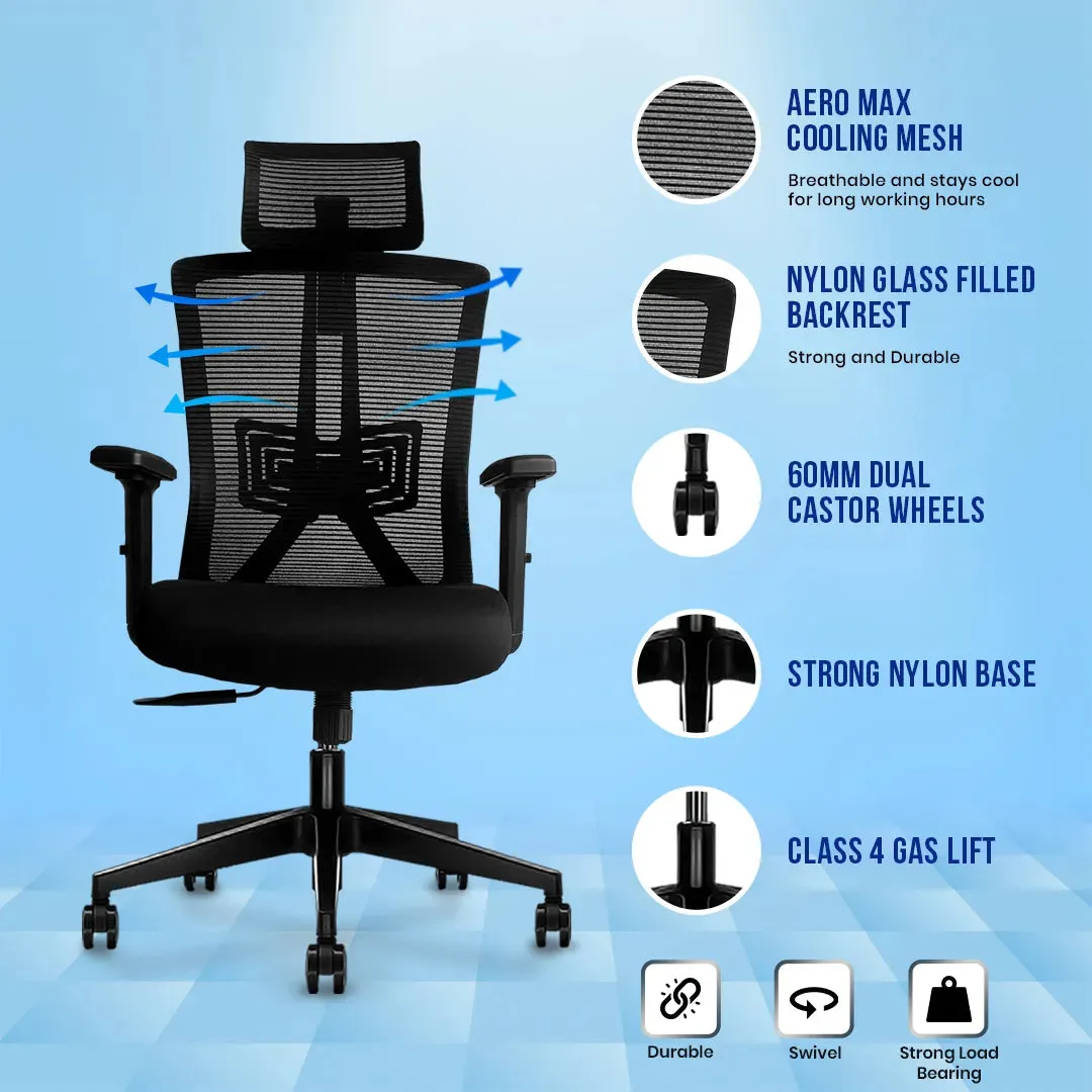 Kepler Brooks Regalia High Back Mesh Office Chair (Black)