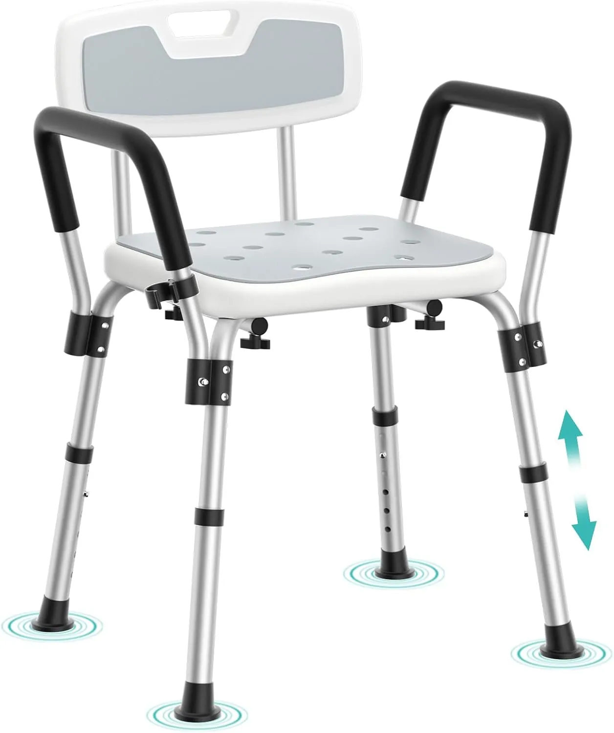 Kicimpro HSA/FSA Shower Chair for Elderly & Disabled, 10 Min Installation, Heavy Duty Bath Chair with Pad, 6 Adjustable Height Shower Seat for 5'1"-6'4" Users