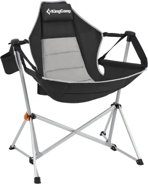 KingCamp Hammock Camping Chair, Swinging Portable Folding Camp Chairs for Adults 400lbs Heavy Duty Foldable Oversized Rocker with Aluminum Alloy Frame Cup Holder Pillow for Outdoor Beach Patio Sport
