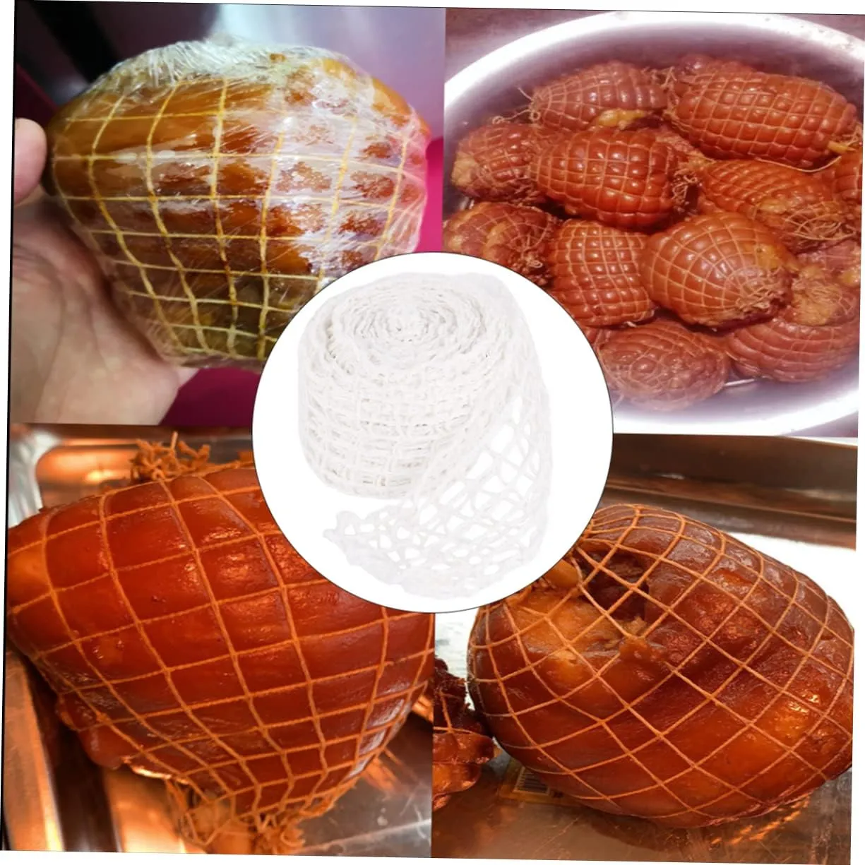 Kisangel 2 Rolls Sauce Elbow Net Set Polyester Fiber White Multipurpose Pork Net