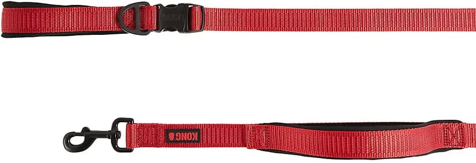 KONG Comfort Ultra Durable Traffic Padded Handle Hands Free Quick Control Leash 6' (Red)