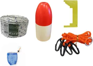 KUFA Sports Crab Trap Accessories Combo, 5/16" x100' Non-Lead Rope, 11" R/W Float, Caliper, Harness & Bait Bag (CAM-1)