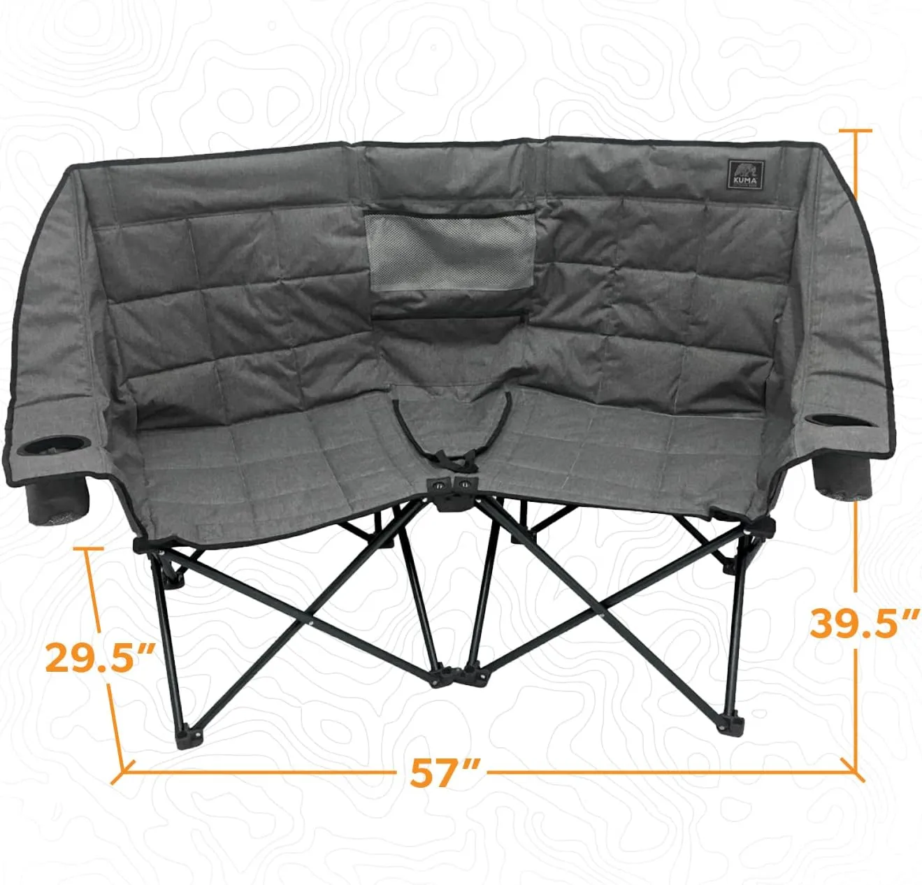 Kuma Outdoor Gear Kozy Bear Chair with Carry Bag, Ultimate Portable Luxury Outdoor Double Camping Chair for Glamping, Sports & Outdoor Adventures (Heather Grey/Black)