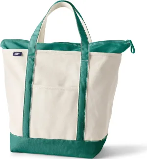 Lands' End Zip Top Canvas Tote Bag