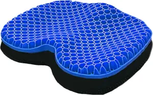 Large Blue Gel Seat Cushion - Honeycomb Cooling Seat Cushion Back Support, Pressure Relief & Long Sitting - Non-Slip Cushion Traveling, Wheelchair, Car Seat, Office & Gaming Chair