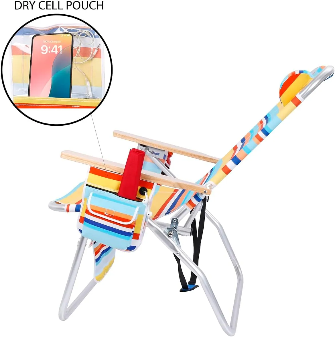Large Heavy Duty Beach Chair for Big & Tall Adults, 300 lbs Capacity, Aluminum Tubing - 4 Reclining Positions