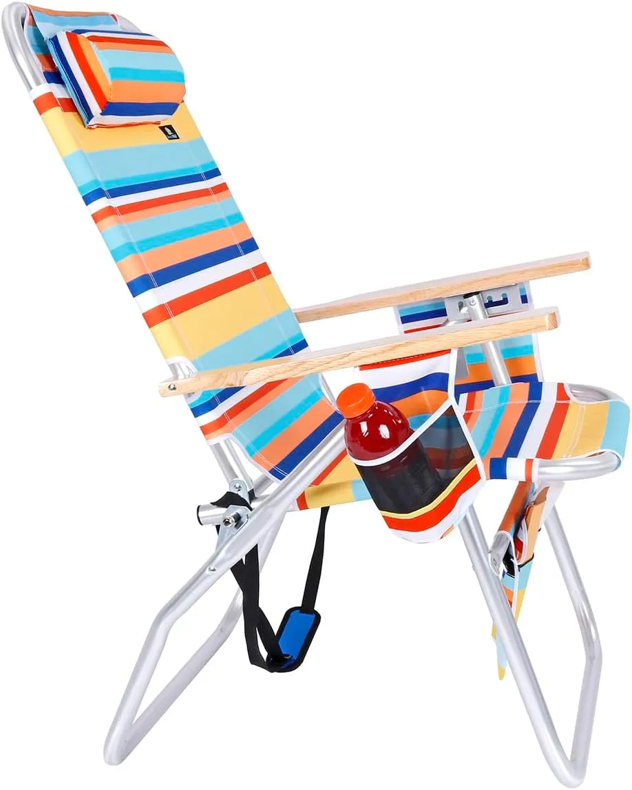 Large Heavy Duty Beach Chair for Big & Tall Adults, 300 lbs Capacity, Aluminum Tubing - 4 Reclining Positions