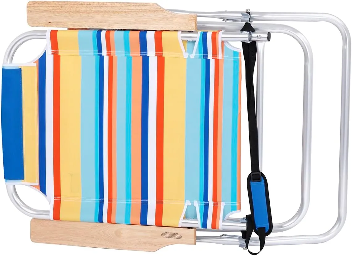 Large Heavy Duty Beach Chair for Big & Tall Adults, 300 lbs Capacity, Aluminum Tubing - 4 Reclining Positions