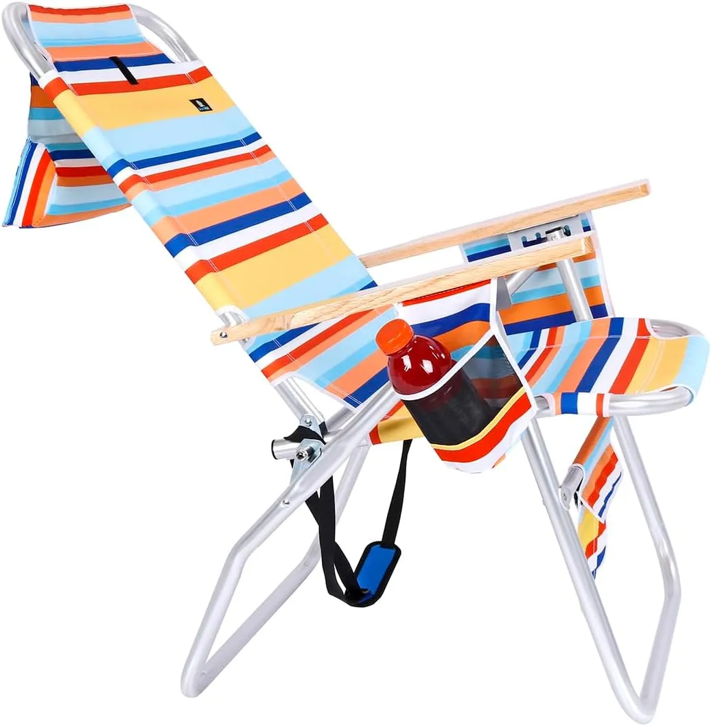 Large Heavy Duty Beach Chair for Big & Tall Adults, 300 lbs Capacity, Aluminum Tubing - 4 Reclining Positions