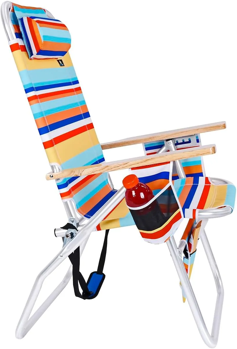 Large Heavy Duty Beach Chair for Big & Tall Adults, 300 lbs Capacity, Aluminum Tubing - 4 Reclining Positions