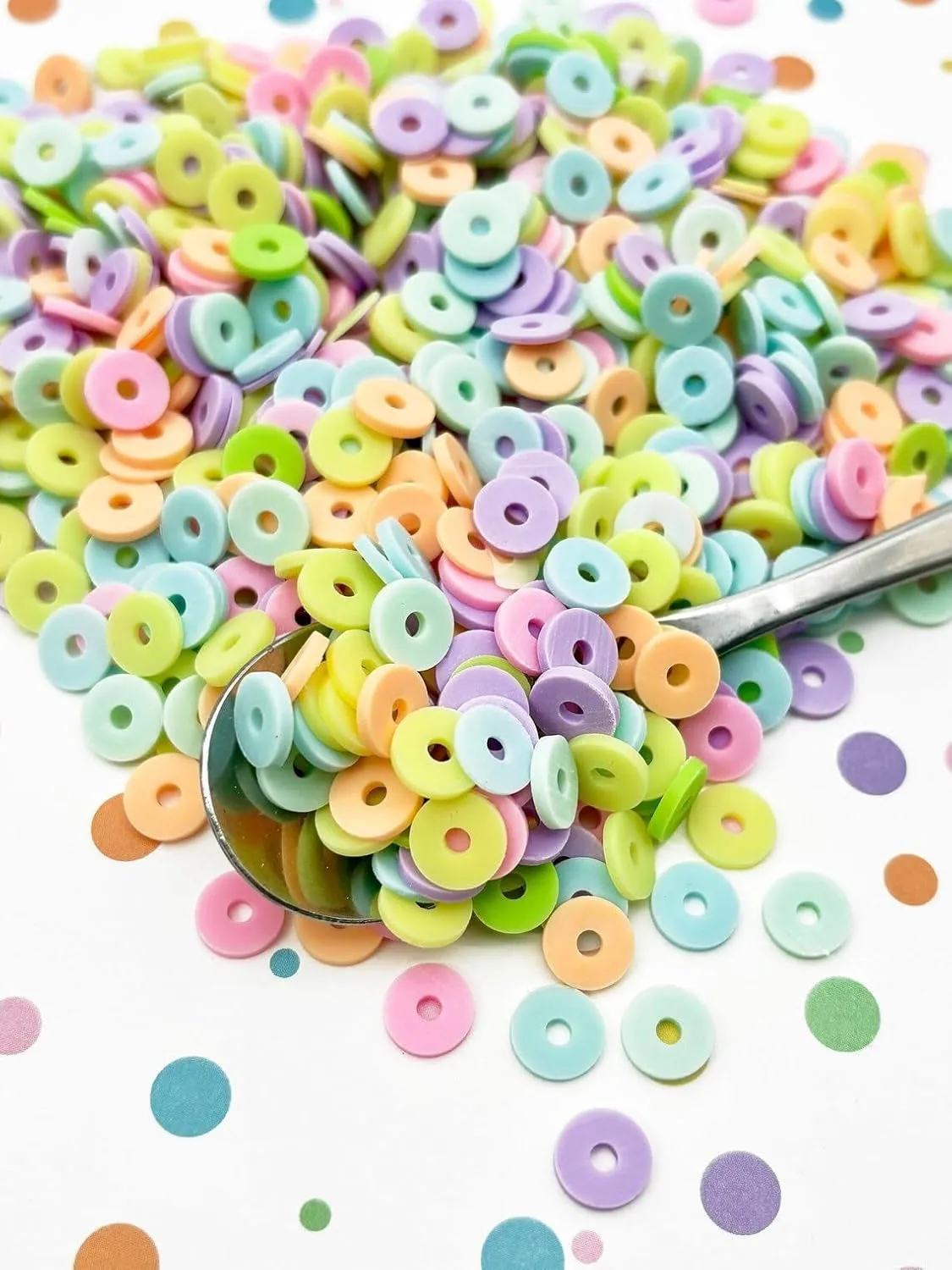 Large Pastel Frosted Donut Polymer Clay Slices, Miniature Fake Dessert Sprinkles for Crafts, Nail Art, Fake Bake, Slime, Decoden (100 gram Bag)