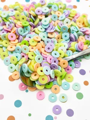 Large Pastel Frosted Donut Polymer Clay Slices, Miniature Fake Dessert Sprinkles for Crafts, Nail Art, Fake Bake, Slime, Decoden (100 gram Bag)