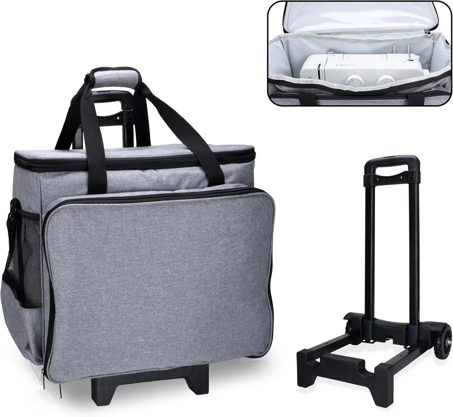 Large Sewing Machine Case with Wheels - Big Size Sewing Machine Bag, Heavy Duty Rolling Sewing Machine Tote, Fits Most Machines with More Space
